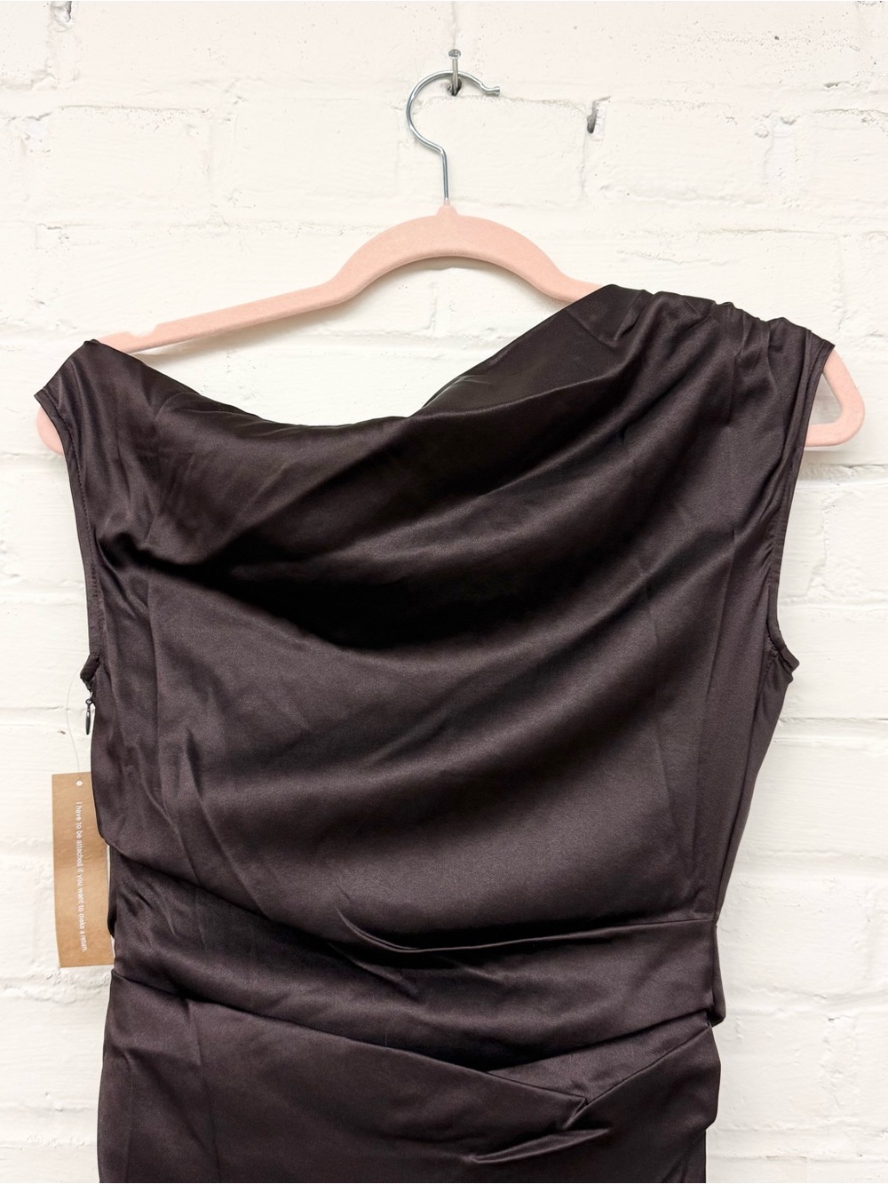 NWT O.P.T Few Moda Ciela Midi Dress Silk Brown Size 0 - Picture 10 of 12